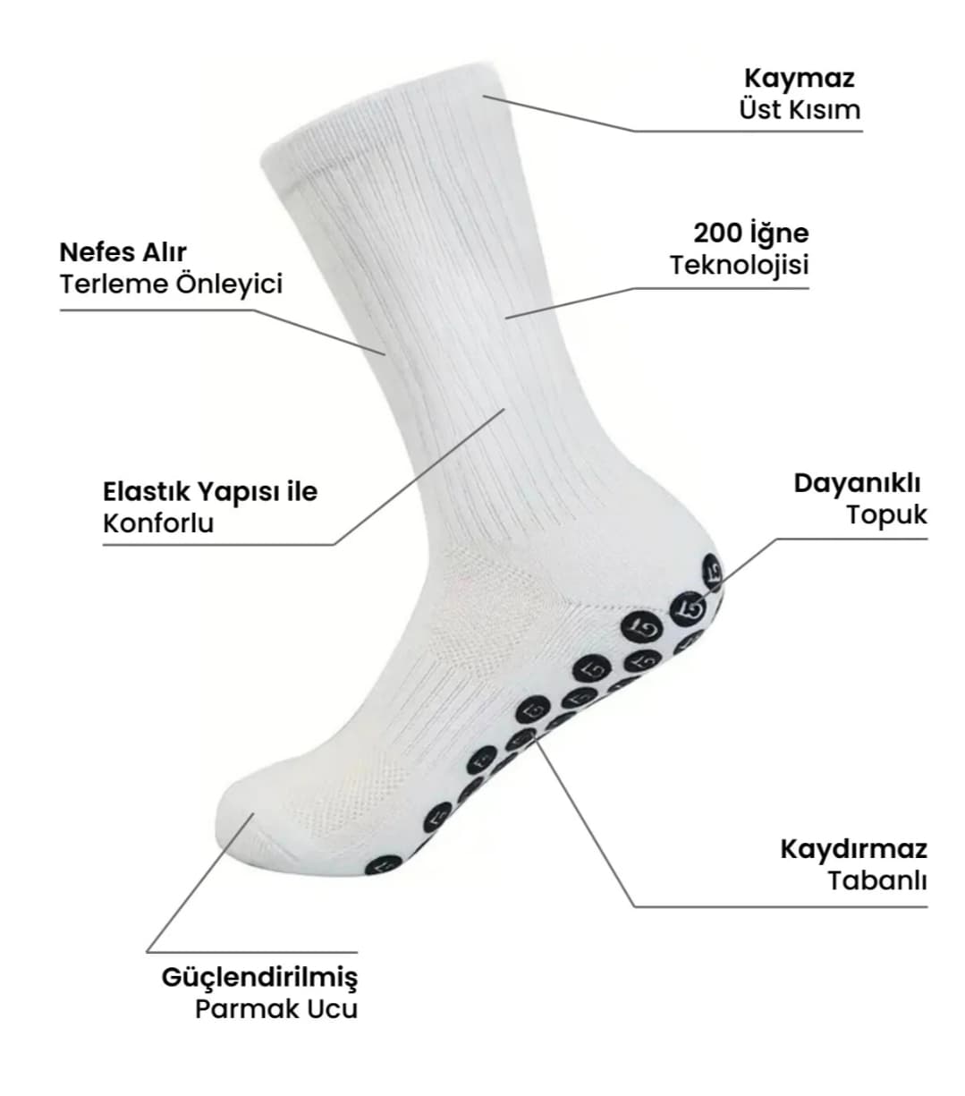 Kaymaz Silikon Beyaz Spor Çorap — görsel 6