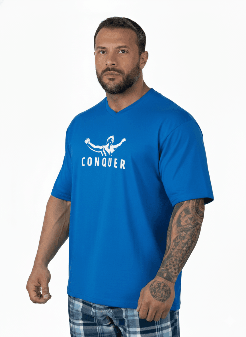 OVERSIZE TİŞÖRT CONQUER MAVİ