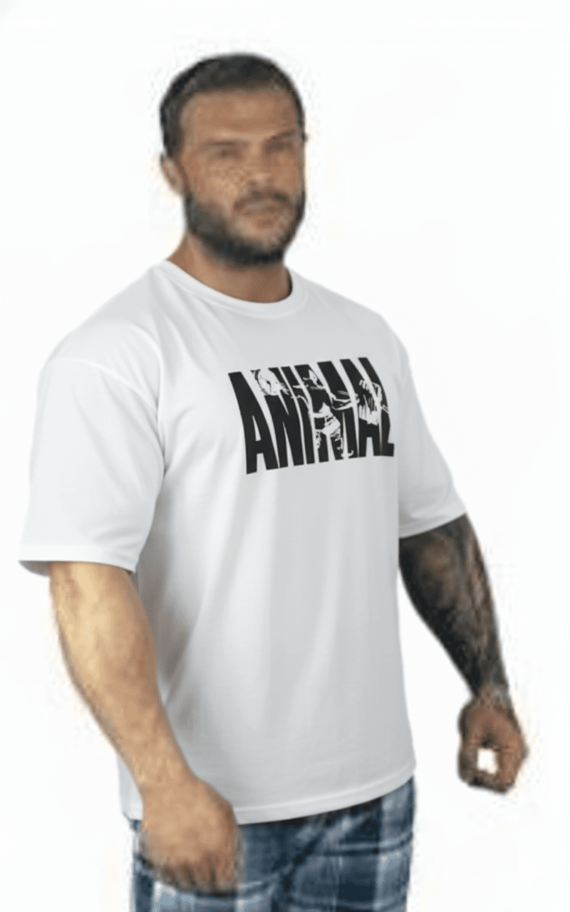 OVERSIZE TİŞÖRT ANIMAL BEYAZ