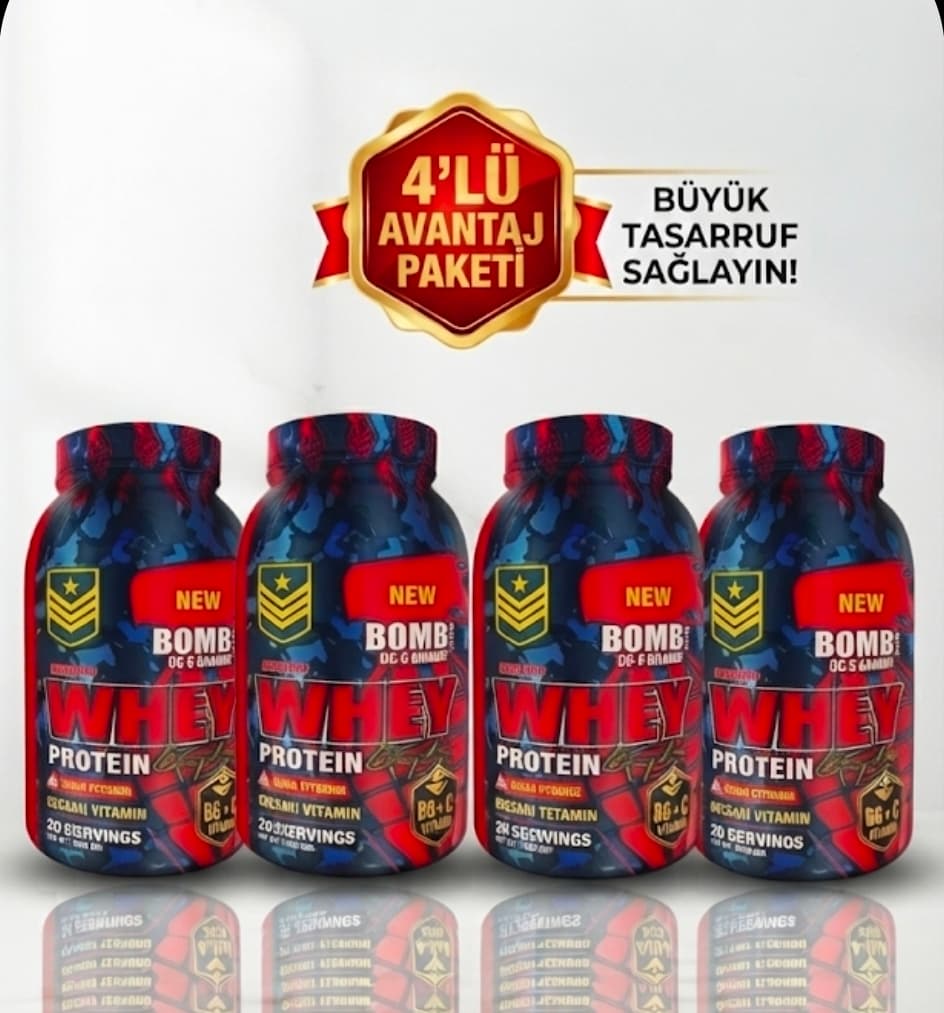 4 Lü Avantaj Paketi Bomb Whey Protein 1000 Gr 2 Farklı Aroma Seçebilirsiniz